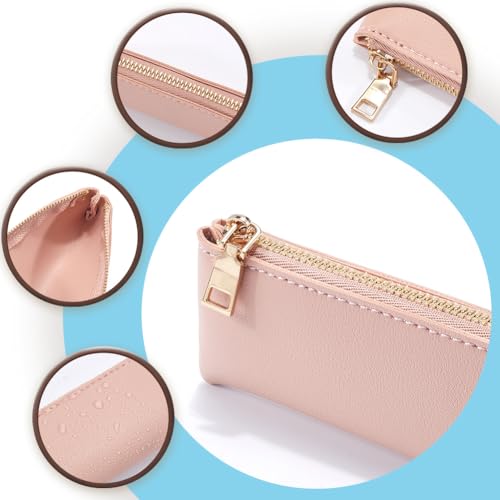 Image of GORGECRAFT Stationery Storage Bag PU Leather Pencil Case Slim Design Soft Small Aesthetic Pen Pouch Solid Color Portable Zipper Cosmetic Bag for Pen Pencils Markers Gifts (Pink)