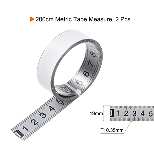 Cinta métrica adhesiva 2pcs 200 cm acero inoxidable miniatura 2