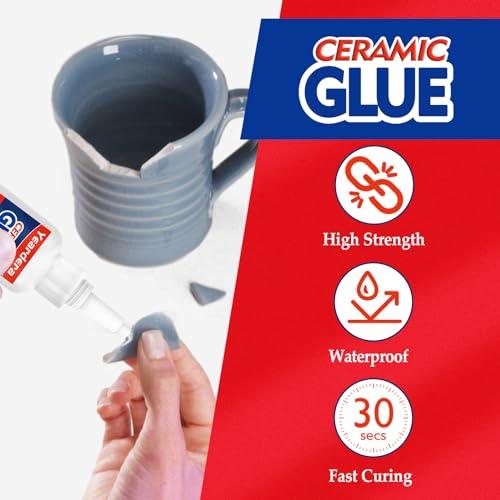 Ceramic Glue, Super Glue for Ceramic Repair, Instant Ceramic Super Glue for Porcelain and Pottery Repair, Clear Ceramic Metal Adhesive for Porcelain, Glass, Plastic, Metal, Rubber and DIY Craft - Thumbnail 2