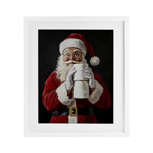 Stupell Industries 'Santa Has Your TP'�A�t���[���v�����g�A���_�[�K���X�A�z���C�g�A13 x 16