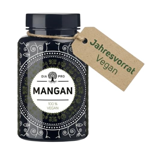 DiaPro Mangan 10 mg 365 vegane Tabletten hochdosiertes Mangan-Bisglycinat mit hoher Bioverfügbarkeit zur Unterstützung von Bindegewebe und Knochen laborgeprüft