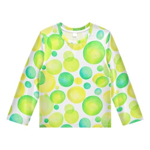 Watercolor Circle Bubble Chartreuse Rash Guard Shirt for Boys Sun Protection Shirt for Kids Toddlers UPF50+ 5-6T