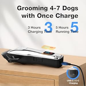 Dog Clippers for Grooming for Thick Heavy Coats, Professional Pet Grooming Clippers Supplies Kit Low Noise Rechargeable Stainless Steel Hair Trimmer with Ceramic Blade for Dogs Cats Animals Dog Clippers for Grooming for Thick Heavy Coats Professional Pet Grooming Clippers Supplies Kit Low Noise Rechargeable Stainless Steel Hair Trimmer with Ceramic Blade for Dogs Cats Animals