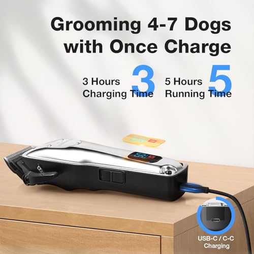 Dog-Clippers-for-Grooming-for-Thick-Heavy-Coats-Professional-Pet-Grooming-Clippers-Supplies-Kit-Low-Noise-Rechargeable-Stainless-Steel-Hair-Trimmer-with-Ceramic-Blade-for-Dogs-Cats-Animals Dog Clippers for Grooming for Thick Heavy Coats Professional Pet Grooming Clippers Supplies Kit Low Noise Rechargeable Stainless Steel Hair Trimmer with Ceramic Blade for Dogs Cats Animals