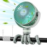 Momcozy Portable Stroller Fan, 8000mAh, 27H Ultra-long Battery Life, Detachable 4 Speed 360°Rotate, LED Night Light with 2 Modes, USB Rechargeable Handheld Cooling Fan for Travel, Car Seat, Bedroom