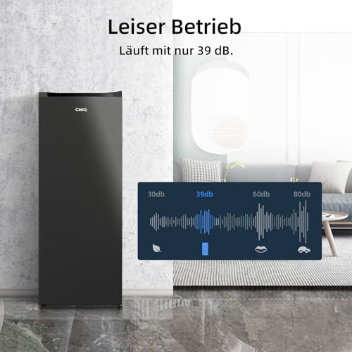 CHIQ CHiQ Gefrierschrank Großvolumen 177L, 144cm H, 54cm B| 153 kWh/Jahr| 4-Sterne Gefrieren,-24℃| 39dB Leise, Wechselbarer Türanschlag Höhenverstellbare Füße｜Freistehend Tiefkühlschrank CSD208D4D - Funktionsansicht 5 | Gefriertruhen