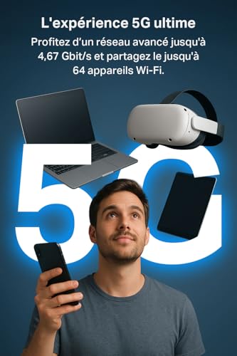 TP-Link Routeur 5G, Routeur WiFi 6 AX1800Mbps, 3 Ports Gigabit, Bi-Bande MU-Mimo, EasyMesh, Connecte Jusqu’à 64 Appareils, Plug-and-Play, Compatible Toutes Les Cartes SIM des opérateurs, Archer NX200