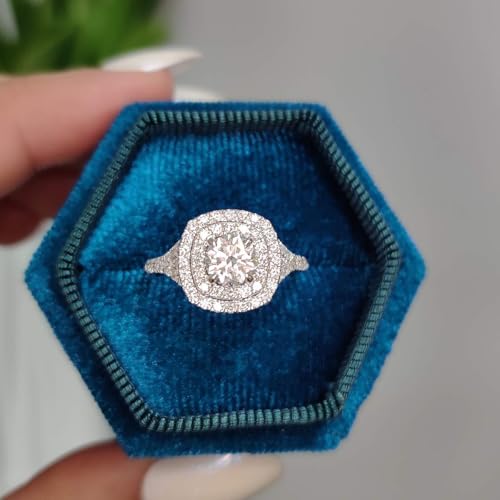 GIA Certified 1 Carat Round Cut Natural Diamond Split Band Double Halo Engagement Ring For Women 14K Gold 1/2 Ct Center (G-H Color, SI1-SI2 Clarity, 1 Ctw)3