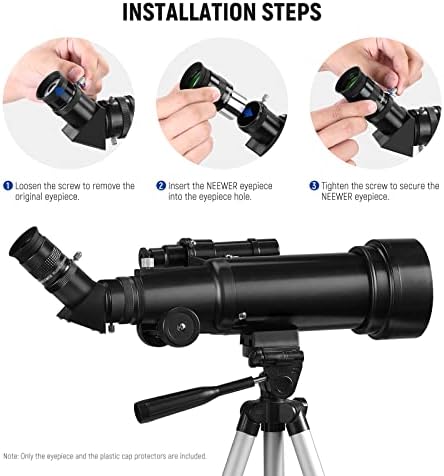 NEEWER 1.25" Plossl Telescope Eyepiece Lens, Multi-Coated Green PL 25mm Eyepiece Lens, 4 Element, Wide Angle 40 Degree, Threaded for Standard 1.25" Astronomy Telescope Filters