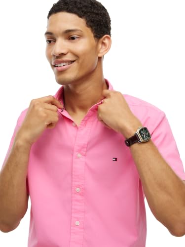 Image of Tommy Hilfiger Men's Short Sleeve Poplin Shirts in Regular Fit, Men's Button Down Shirts