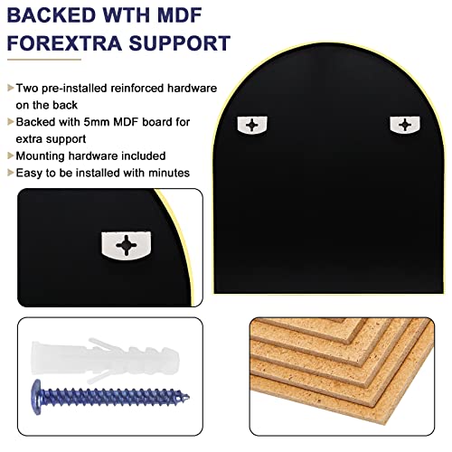 Nuttuto 24"X26" Arched Mirror, Arched Wall Mirror, Arched Bathroom Mirror, Mantel Mirror, Wall-Mounted, Arch Mirror With Metal Frame For Vanity, Living Room, Bedroom, Entryway, Hallway, Gold #TOP5