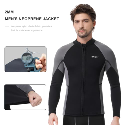 Women Wetsuit Jacket Men Top 2mm and 3mm Neoprene Swim Surfing Kayak miniatura 3