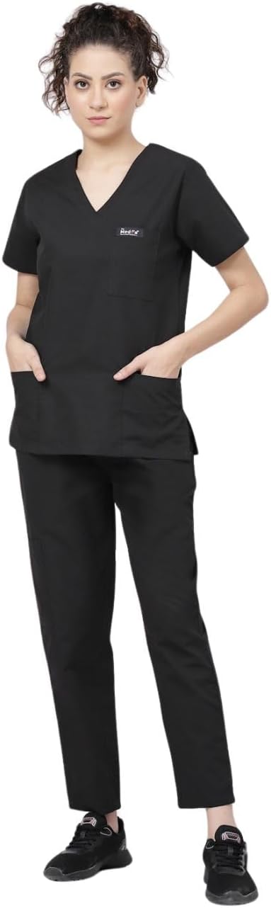 - MEDFA Women’s OT Scrubs Suit for Doctors & Nurses | Cotton V-Neck Scrub Top With Straight Fit 2 Pocket Pant | Hospital Uniform for ICU & Surgical Wear