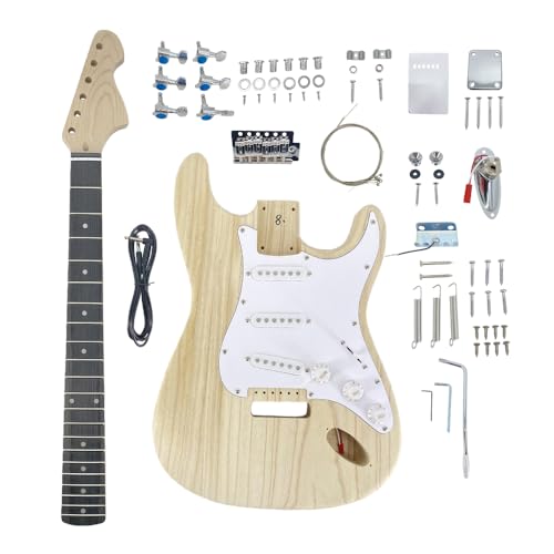 Yinfente DIY Guitar Kit With Basswood Body Maple Neck With Rosewood Fretboard 6 String DIY Electric Guitar Kit With All Components To Build Your Own Guitar