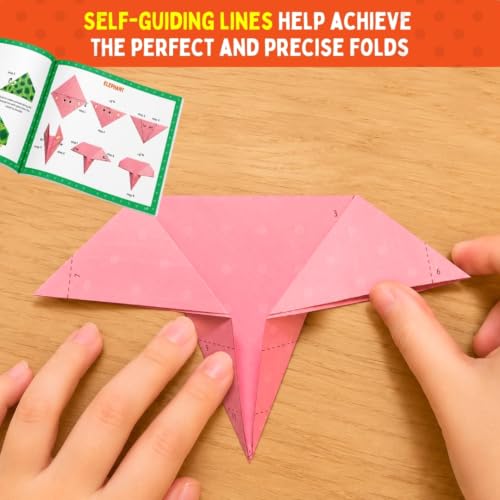 Image of PepPlay 108 Origami Paper Craft Kit for Kids 3-12 Years | 18 Animal Designs, 200+ Stickers, Booklet + QR Video Tutorials | 4-Level Guided Folding, Numbered Lines | Birthday Return Gift