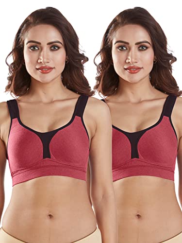 Image of SONARI Supremo Womens Sports Bra | Moulded, Wire Free, Comfortable Cotton Bra | Full Coverage,Breathable Fabric | Adjustable Straps Hook & Eye Closure for Active and Everyday useage