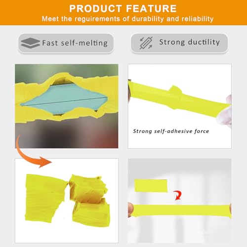 Image of SIKEDEPRO 1 Rolls Self-fusing Silicone Tape 1'' X 10-Feet Self Bonding Repair Tape Rubber Sealing Tape Multi-Purpose Adhesive Tape for Outdoor Antenna Coax & Electrical Cables (Yellow)