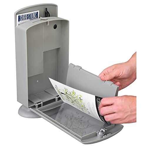 Safco Products Customizable Suggestion Box 4233Gr, Gray, Display Area 5 1/2"W X 8 1/2"H, Keys And Mounting Hardware, Includes 25 Suggestion Cards #TOP1