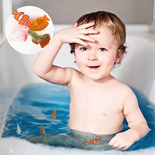 Jubapen 4 Stück Künstliche Fisch Aquarium Gefälschter Fisch Schwimmende Aquarium Ornamente Silikon Gefälschter Tropischer Fisch für Aquarium Dekoration Künstliches Fischaquarium (4 Größen, 4 Farben)