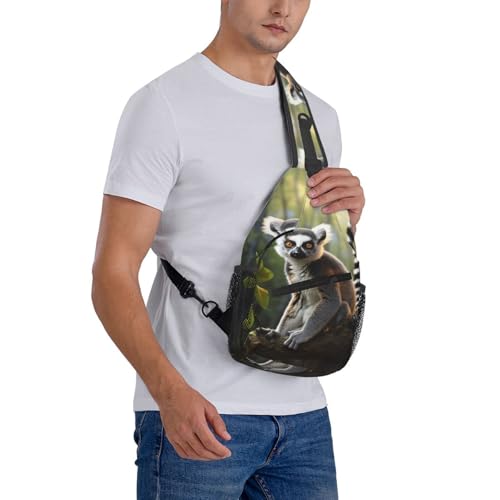 Mochila Sling Crossbody Negra para Senderismo miniatura 7