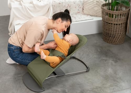 Image of Fabric Seat for Bouncer - Compatible with Baby Bjorn Bouncer - Dense, Wear-Resistant, Skin-Friendly Cotton - Replacement Covers ONLY, Olive