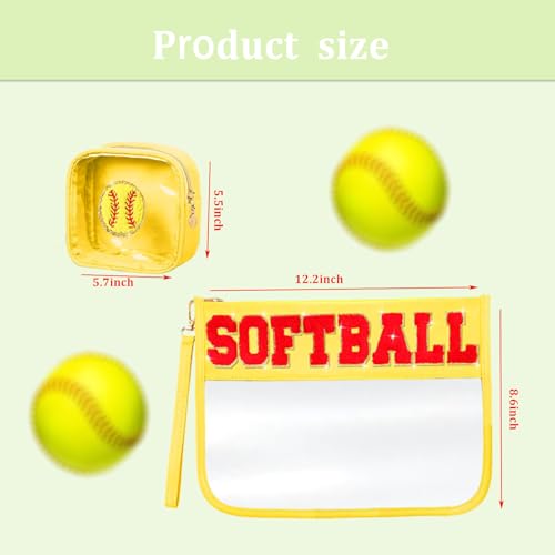 2 Pcs Softball Accessories Softball Chenille Letter Bags Softball Gifts Softball Snack Bag Softball Mom Gift Sport Fans Gifts for Softball Lovers Players Birthday Gifts2