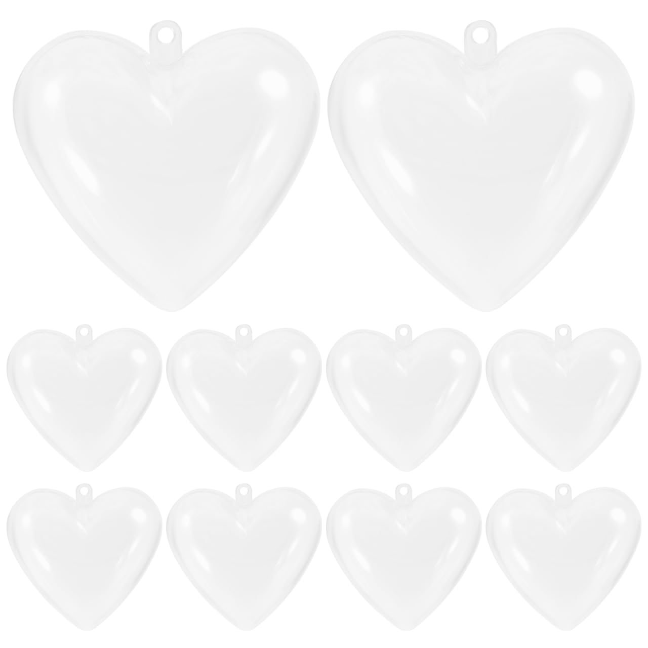 Abaodam 10 Pack Clear Plastic Heart Ornaments Fillable Balls Heart Shape Christmas Tree Ornaments for Christmas Wedding Party Valentine Day Holiday Decoration