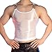 GENEMEN Glossy Mens Sleeveless Vest Sports Workout Tank Top Undershirt Sexy Sheer Shirt (Metal Straps-Red)