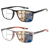 CLASAGA Progressive Multifocal Reading Glasses Photochromic Gray Sunglasses for Men Sports Style Blue Light Blocking Readers (Black&grey, 2.75, x)