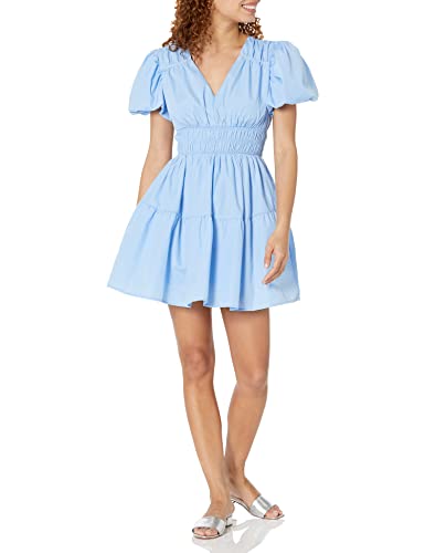 Moon River Women's V Neck Short Bubble Sleeve MINI Dress, Blue, XS at  Amazon Women's Clothing store