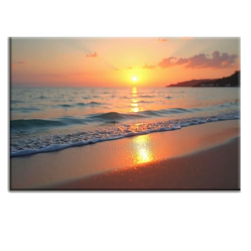Yeawin Coastal Sunset Wall Art Ocean Glow Canvas Print Decor