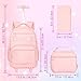 HPJGD 3PCS Girls Rolling Backpack, Womens Pink School Backpacks with Wheels, Water Resistant Roller Kids Wheeled Bookbag Set