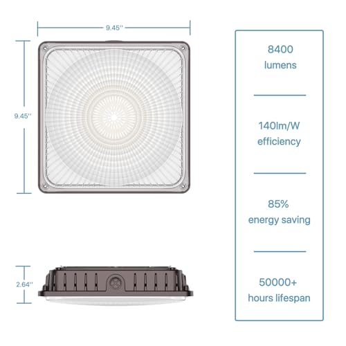 Pvilub 60W LED Canopy Lights: 8400LM 5000K Gas Station Canopy LED Lights - IP65 Waterproof Outdoor for Garage Storage Area Underpass 1 Pack 2026 New Model by Pvilub - Used condition - Image 7