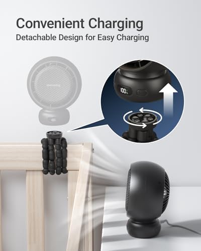MAMAZING Portable Stroller Fan for Cooling, 70° Auto Oscillation, 5000mAh - 4