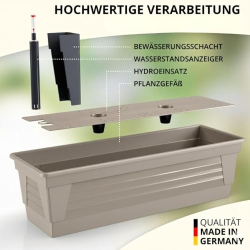 Plastard Blumenkasten 60 cm Seidengrau - Balkonkasten & Bewässerungssystem – Ansicht 2