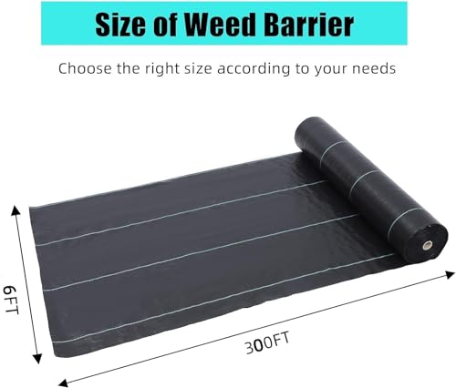 6ft X 300ft Weed Barrier Landscape Fabric Heavy Duty, Premium 2.4 oz Ground Cover Weed Block Gardening Mat, Easy Setup & Superior Weed Control, for Erosion Control, Weed Barrier by MilleLoom - Image 3