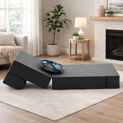 Image of Convertible 3 * 6 Single Seater Sofa Cum Bed | Foldable Sofa Bed for Apartments & Studio Rooms (Black, COMFORTMAX)