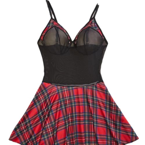Sexy Schoolgirl Costume - Trendy Plaid Nightdress Dress (INS Viral Style) | Wholesale Supplier for Amazon & Dropshipping (Black,L)