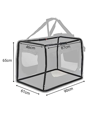 lionto Hundetransportbox faltbar für Reise & Auto, 90x61x65 cm, stabile Transportbox mit Tragegriffen & Decke für Katzen & Hunde bis 22 kg, robuste Hundebox aus Stoff für klein & groß, schwarz