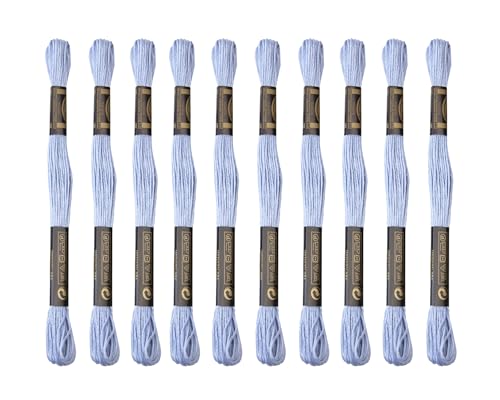 Image of 12 Skeins Embroidery Cotton Floss is 100% Egyptian Long Fiber Cotton of 8.75yds Each Cottons Cross Stitch Thread for Hand Embroidery DIY Creation and Friendship Bracelet String. (12, Sky Blue)