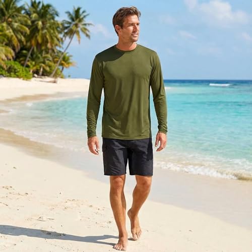 Image of Hardcore Men's Long Sleeve Loose Fit Rash Guard Surf Shirt Water Sports Swimwear