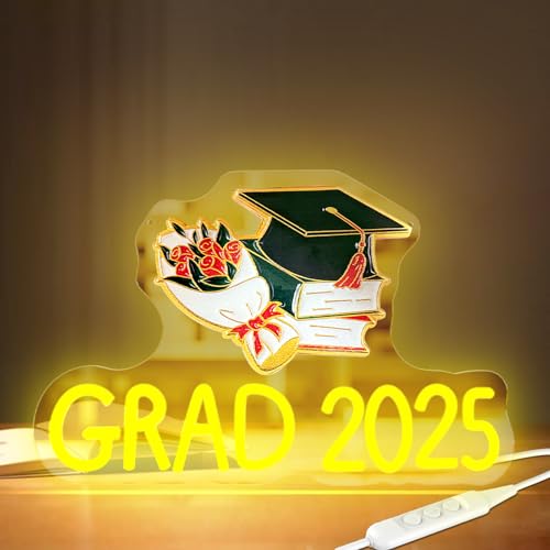 Image of Graduation Neon Light Sign - RGB Color Changing Neon Sign for Class of 2025 | Adjustable Brightness, Lighting Modes & USB Powered | 16.5 inch x 11.4 inch |