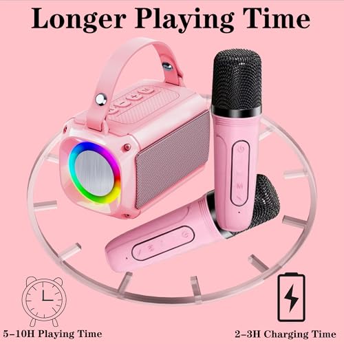 Mini Karaoke Machine for Kids Adults, Portable Bluetooth Speaker with 2 Wireless Microphones, Funny Toys Christmas Birthday Gifts for Kids-WT by Hoiicco - Image 4