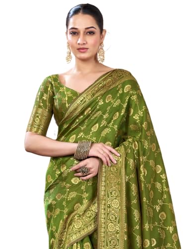Image of SIRIL Women's Banarasi Silk Saree Pure Silk Saree With Unstitched Blouse Piece