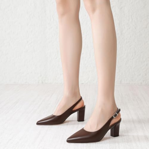 Image of RIBONGZ Sexy Slingback Pumps Elegant Dressy Heels for Women Closed Toe Pointy High Heels Wedding Bride Prom Party Evening Shoes
