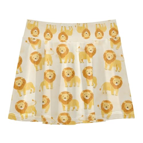 visesunny Girls Flowy Pleated Skirt Childish Lion Pattern Tennis Golf Fashion Short Skorts for Casual Dance Outfit