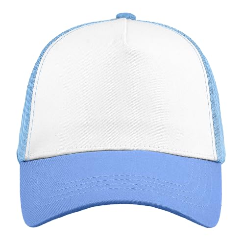 Image of Falari 5-Panel Mesh Baseball Cap, Trucker Hat, Structured Plain Design, Cotton, Adjustable Size