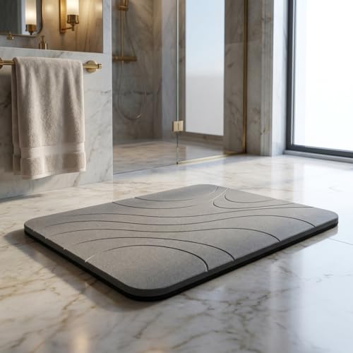 Miniatura 5 de Veradgroup Alfombra Diatomita Baño Antideslizante Alfombra Baño Diatomita Ducha Secado Rápido Alfombra Cocina Y Baño Premium Bath Mat De Piedra Natural Gris Piedra Elegante