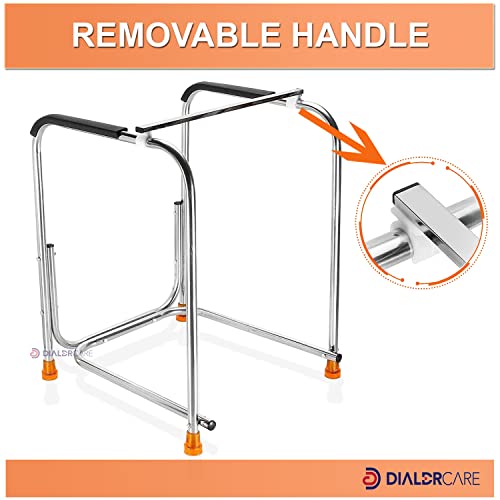 Image of DIALDRCARE Stainless Steel Free Standing Toilet Surround Rail Frame for Handicapped Disabled Elderly Patients