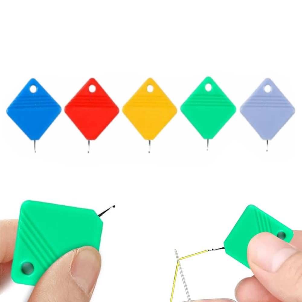 Automatic Needle Threaders for Hand Sewing, 2025 Upgrade Embroidery Floss, Sewing Machine Needle Threader, Sewing Supplies Tool, Fits All Needle Sizes (5, Color)